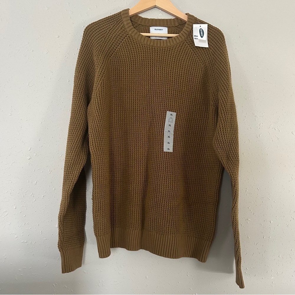 Old Navy Tan Yellow Crew Neck Sweater NWT Comfy Winter XL